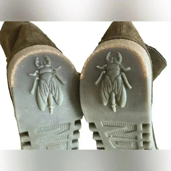 Fly London Green Nilo Sludge Suede Wedge Booties Size 41 - Picture 9 of 15